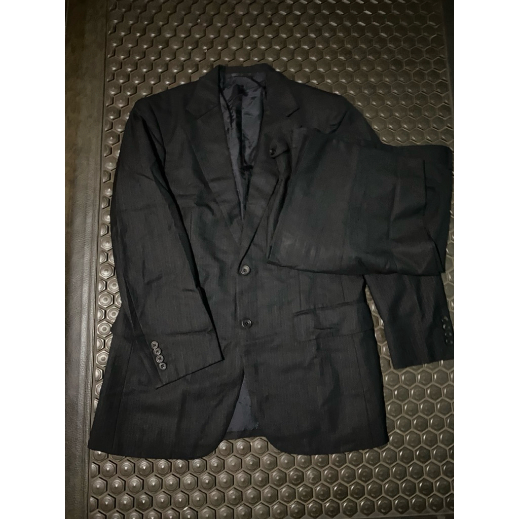 SETELAN 1 SET SUPER LUXURY BURBERRY BLUEBLACK SALUR KEREN BLAZER JAS CELANA MEWAH BRANDED