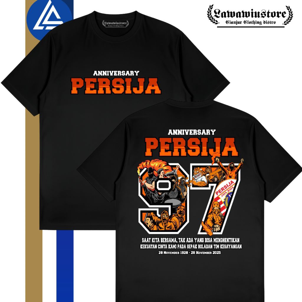 Baju Kaos Distro ANNIVERSARY 97 TAHUN PERSIJA JAKARTA - Kaos Cotton combed 24s - Kaos Persija Jakman