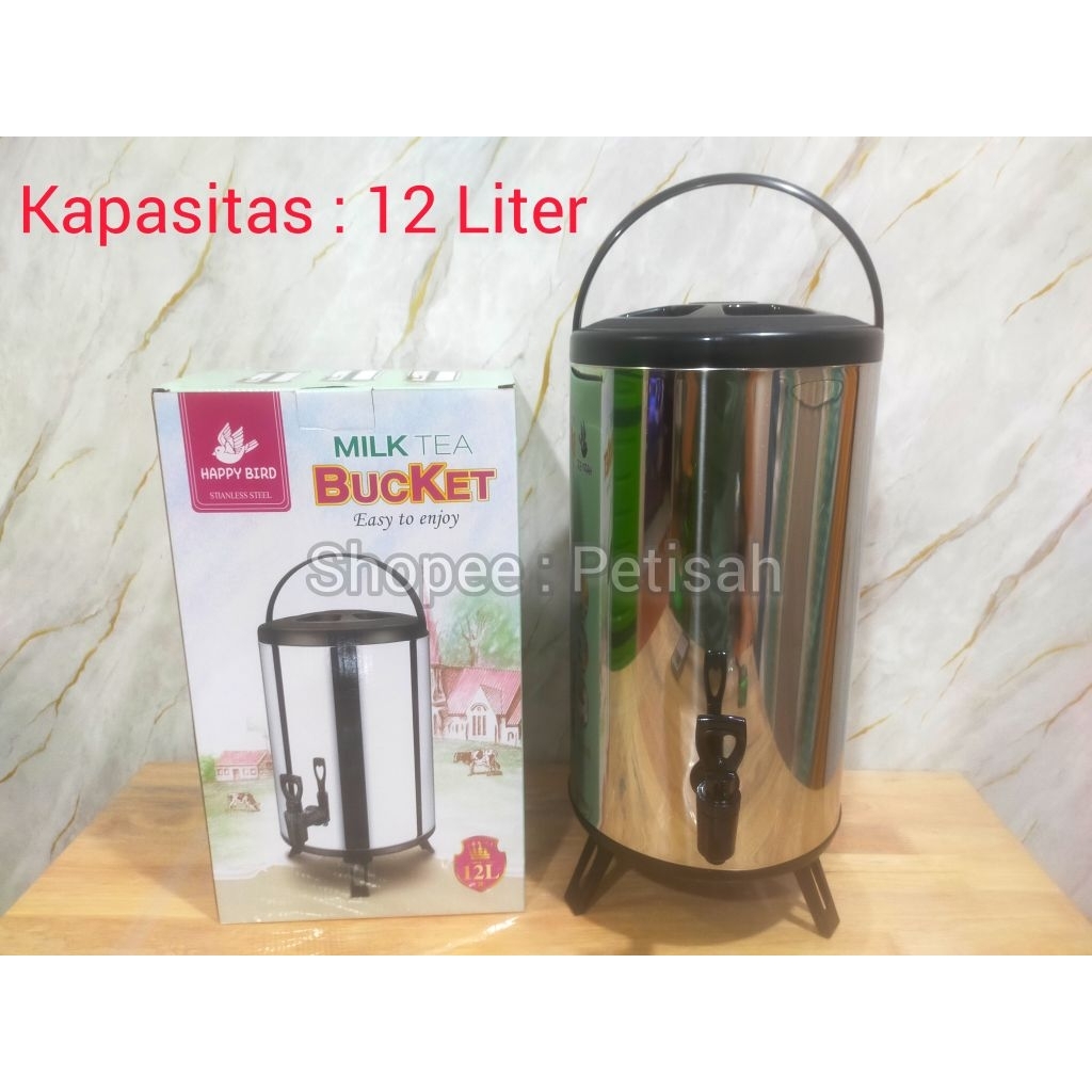 Water Jug Stainless Steel 12Liter / Milk Bucket Stainless Steel 12L / Termos Air Panas 12Liter Kran 