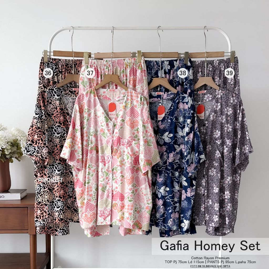 Gafia Homey Set Setelan Oneset Polos Pendek Premium Catton Rayon Original Ori Morist Berlabel