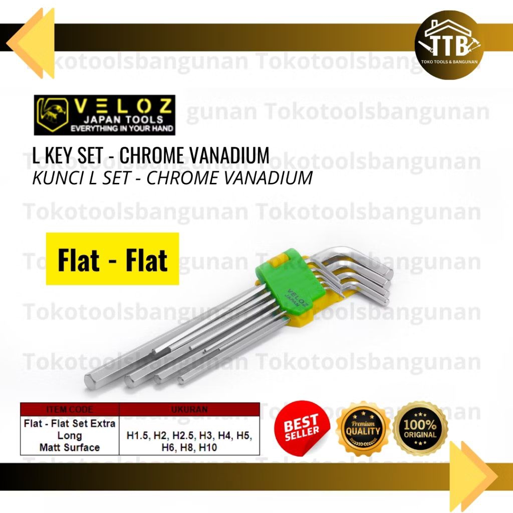 VELOZ Kunci L Set Panjang FLAT-FLAT