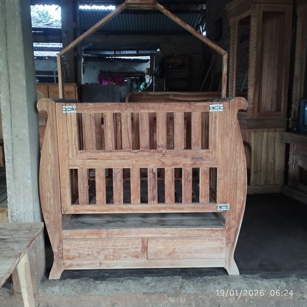 ayunan bayi minimalis kayu jati