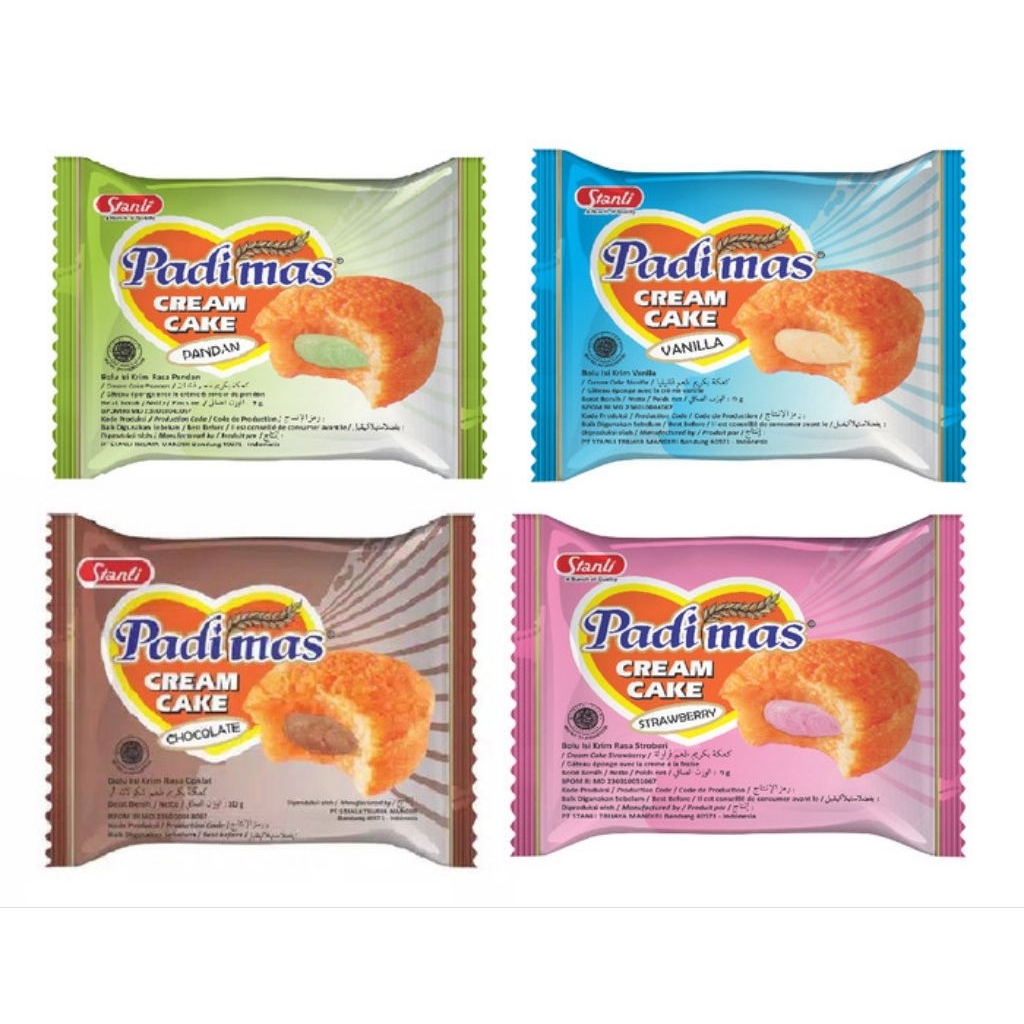 100 pcs Bolu Padimas Cream Cake - Rasa Mix Coklat, Pandan, Strawberry