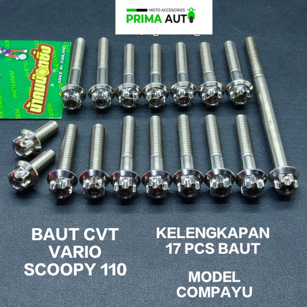 BAUT CVT BEAT ESP/SCOOPY/VARIO 110 ORIGINAL STAINLESS COMPAYU THAILAND