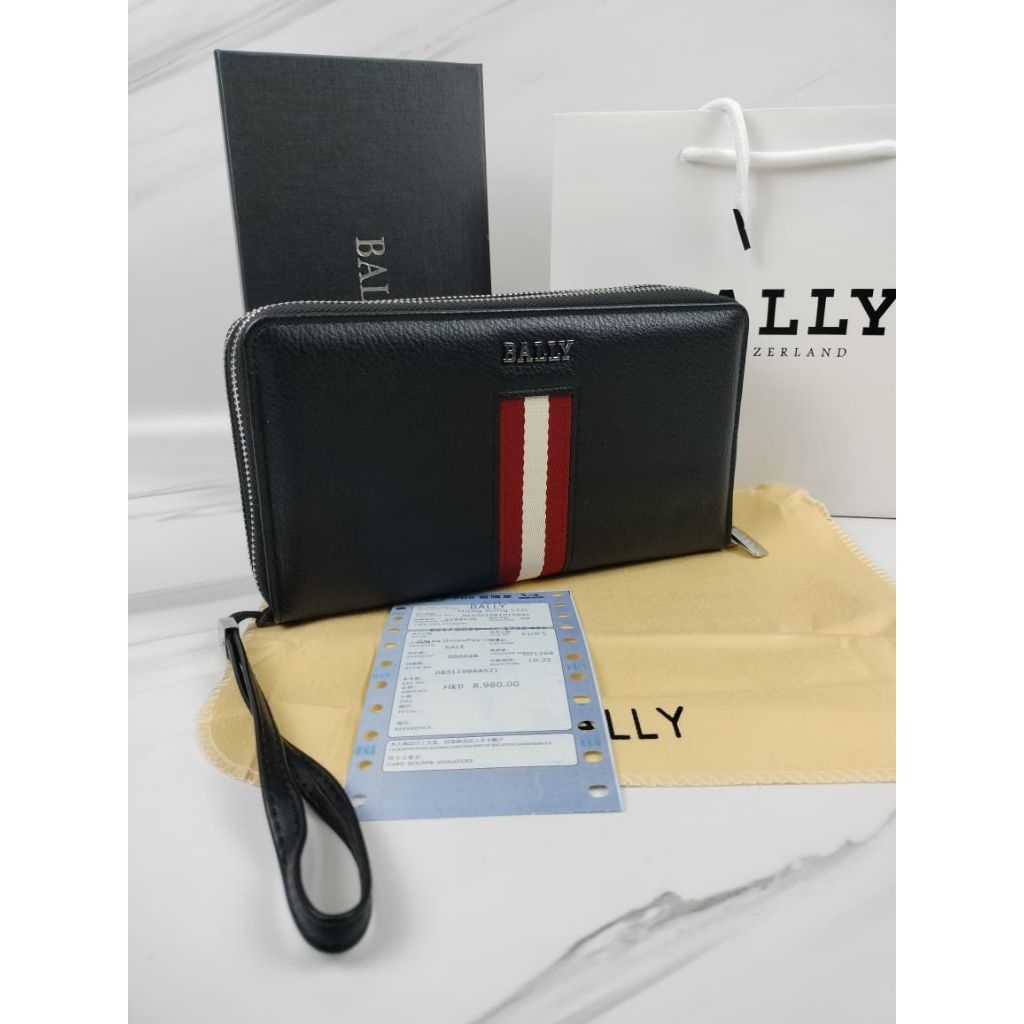 Handbag bally wallet duo zipper kulit asli