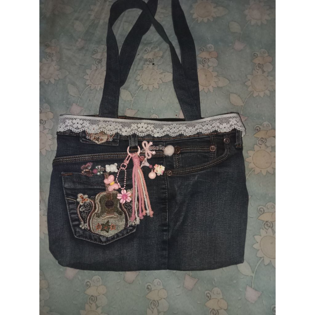 tas selempang lucu, aesthetic, dari jeans (handmade)