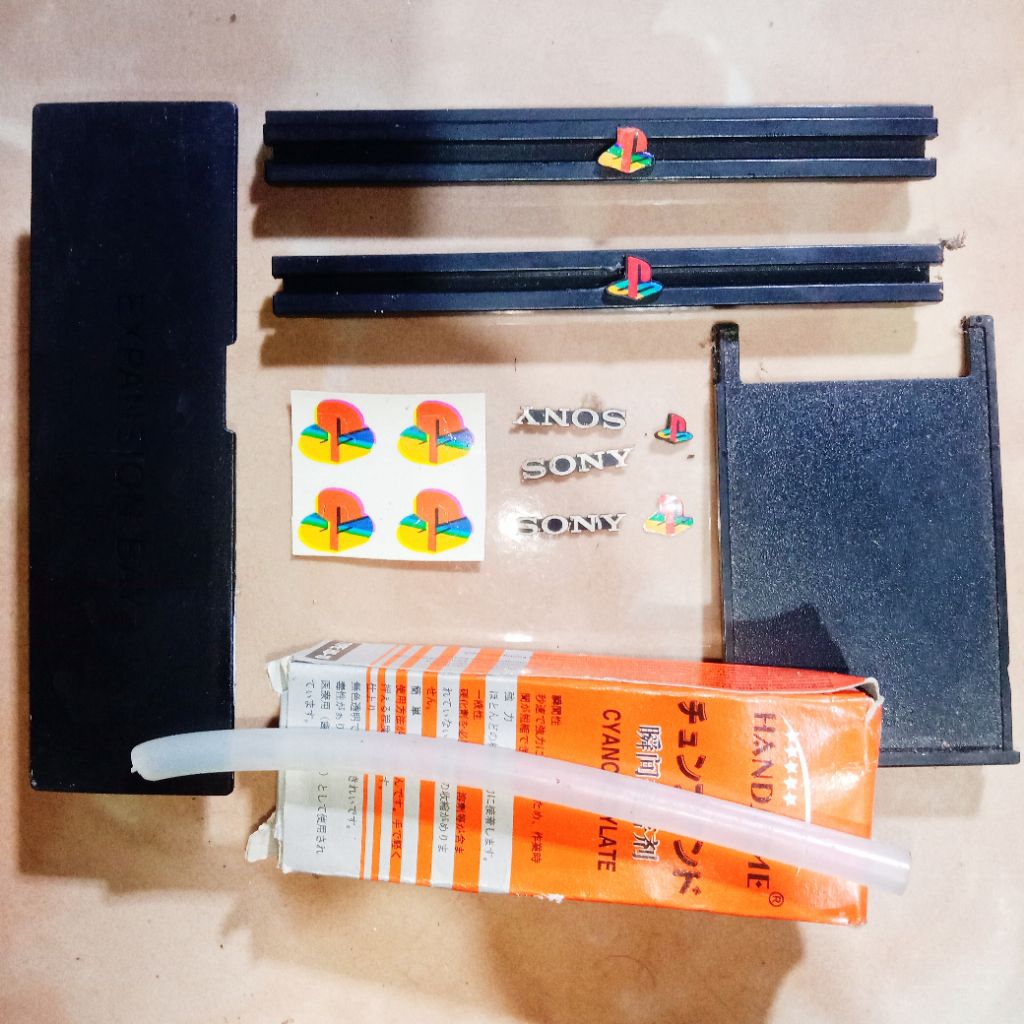 tutup expansion bay ps2 logo list depan stiker tutup kaset cover depan lem bakar lem handsome / tutu
