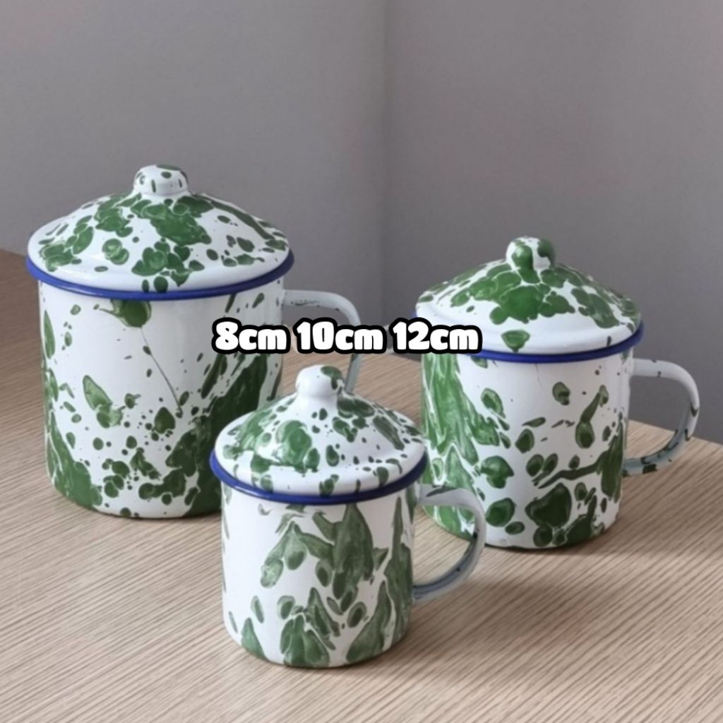 Cangkir Lawas Blirik | Cangkir Set Tutup | Mug Seng Blirik | Gelas Besi Jadul | Ready Size 8cm 10cm 