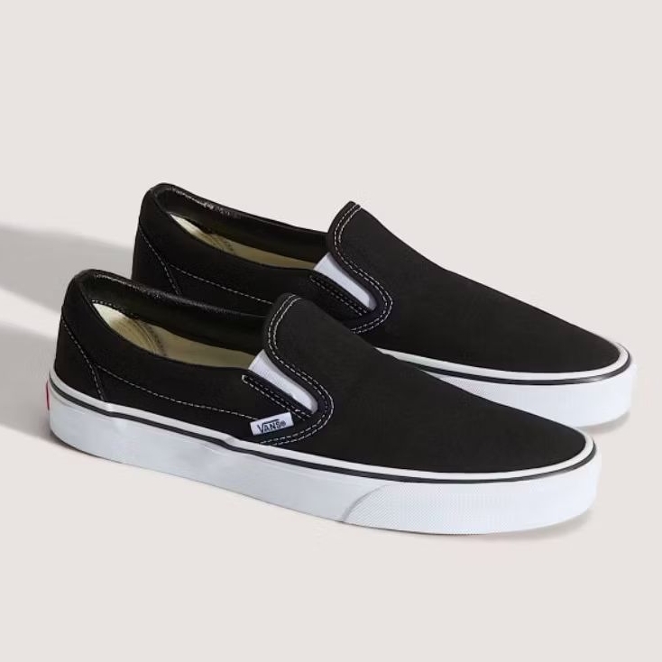 Sepatu Slip On Vans Classic Black/White Original100%