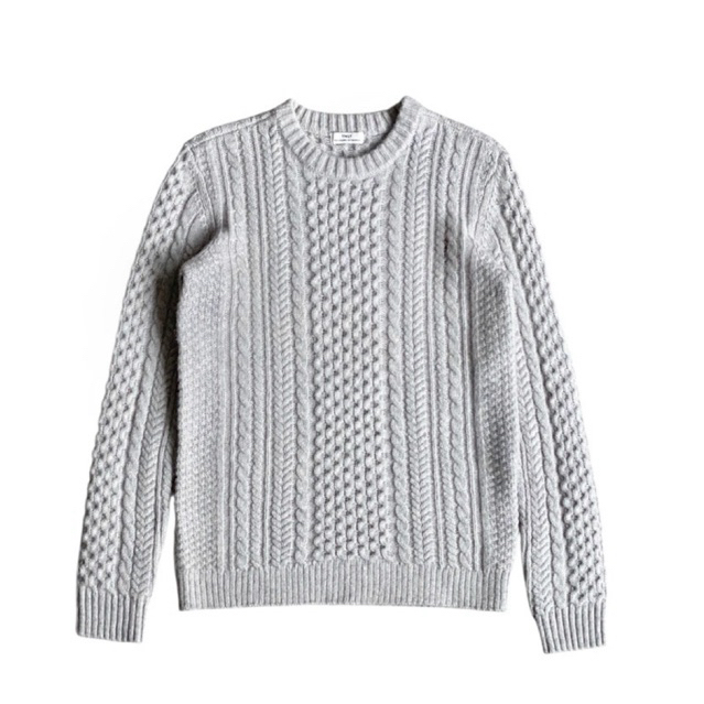 TNGT wool blend cable knit sweater misty grey crewneck knit knitwear