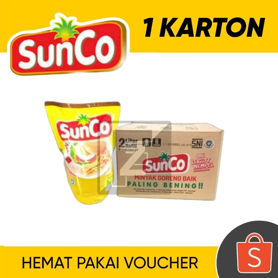 MINYAK GORENG SUNCO 2LITER 1 DUS PROMO ISI 6pcs GROSIR MURAH MINYAK GORENG TERMURAH