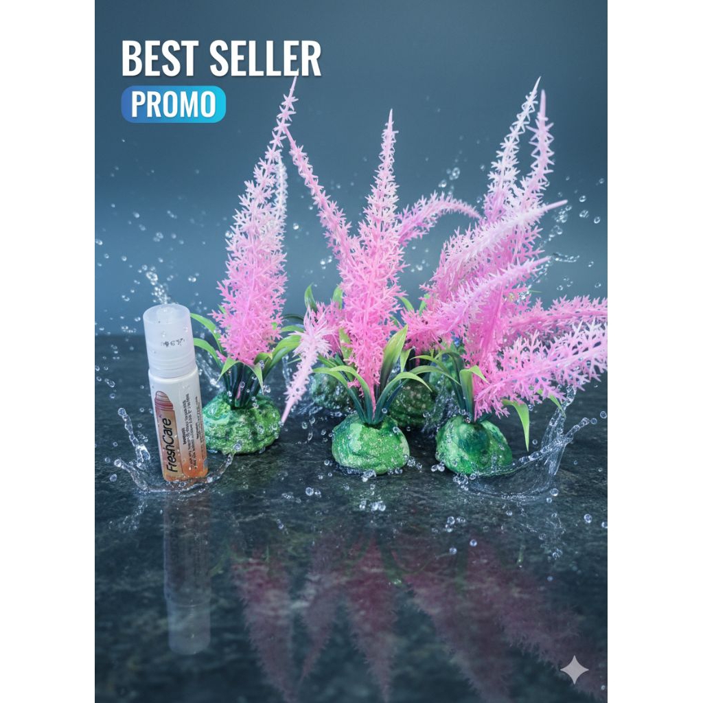 hiasan aquarium mini, tanaman plastik aquarium mempercantik aquarium anda