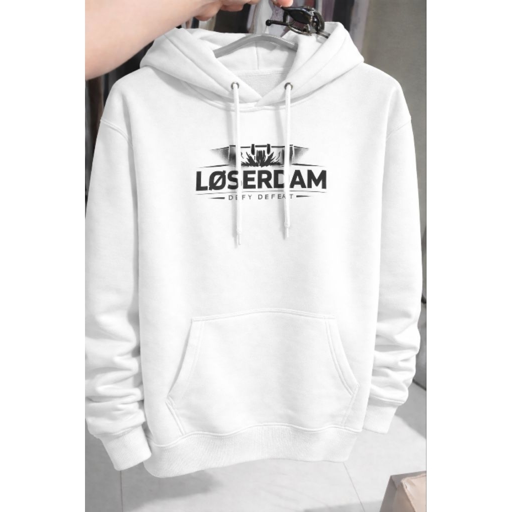 LØSERDAM Hoodie Full Katun – Defy Defeat