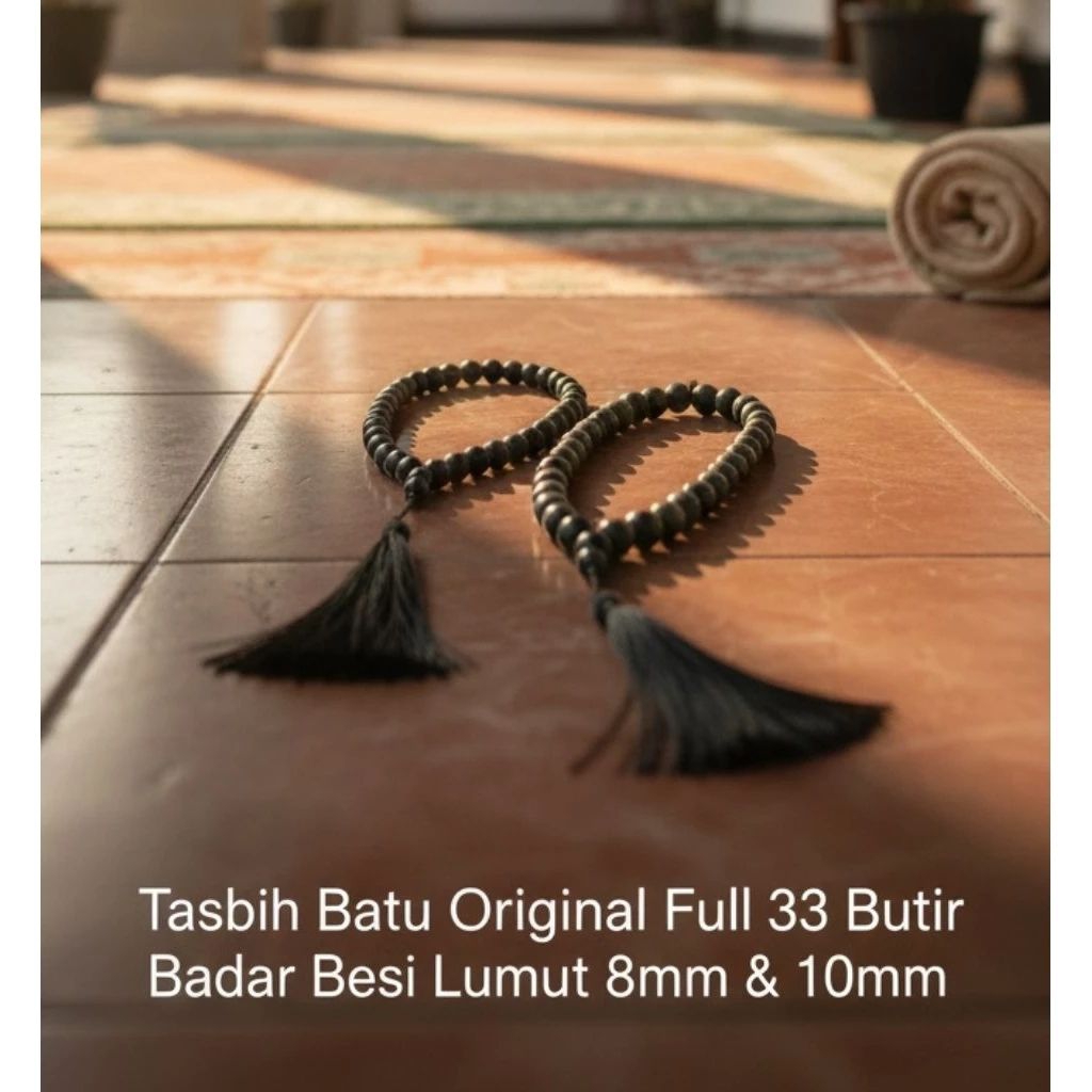 tasbih batu akik 33 butir badar besilumut / blackjade original 8 dan 10 mm