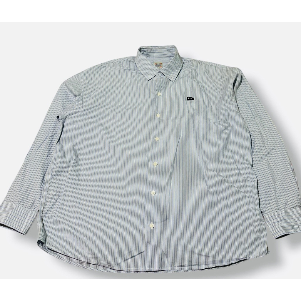 EBBETS FIELD Kemeja Salur Vintage Blue Preloved