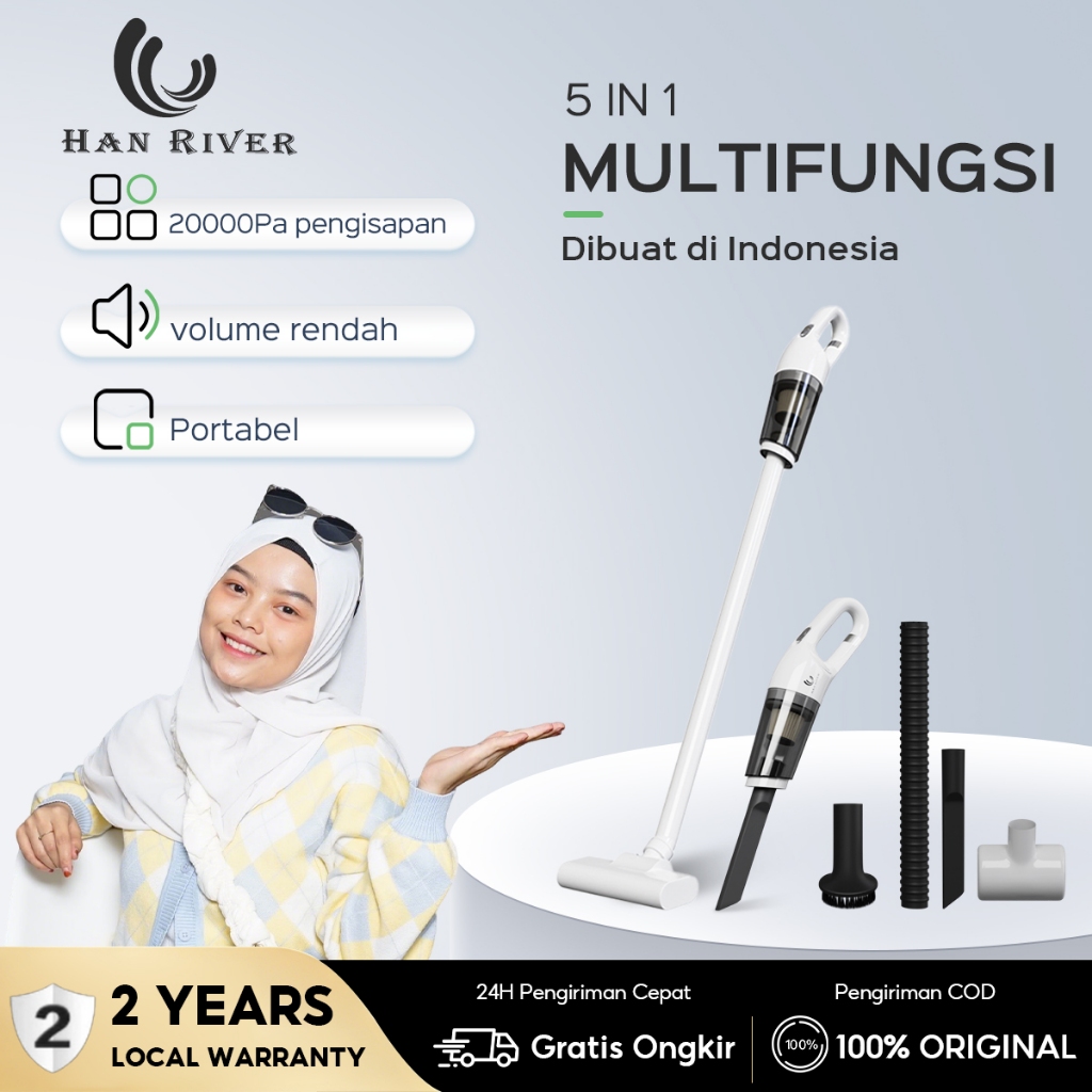 HAN RIVER Vacum Cleaner Penyedot Debu 5 IN 1Cordless Portable  20000Pa Mini Penyedot Debu