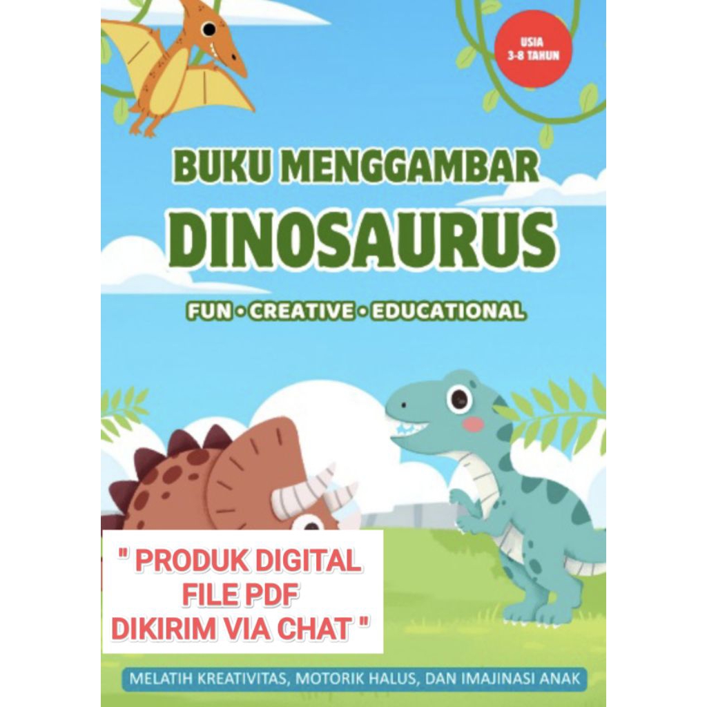 Buku Aktivitas Anak – Worksheet Dinosaurus | Belajar & Mewarnai | PDF Printable