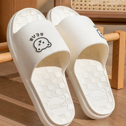 Sandal Selop Rumah Wanita Dewasa White Bear  Anti Slip Karakter Kepala Boneka Mini