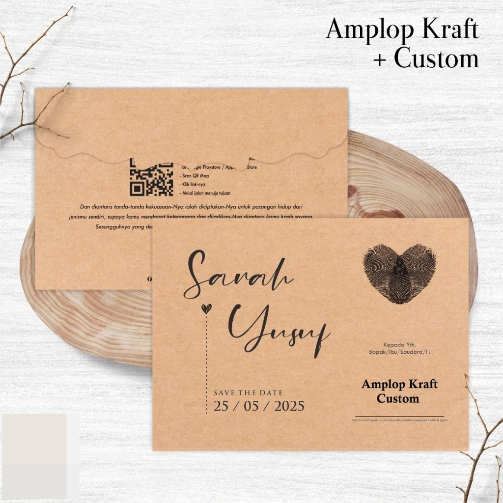 Cetak Amplop Undangan / Cetak Amplop Custom / Amplop Kraft Bc Desain Custom Kekinian