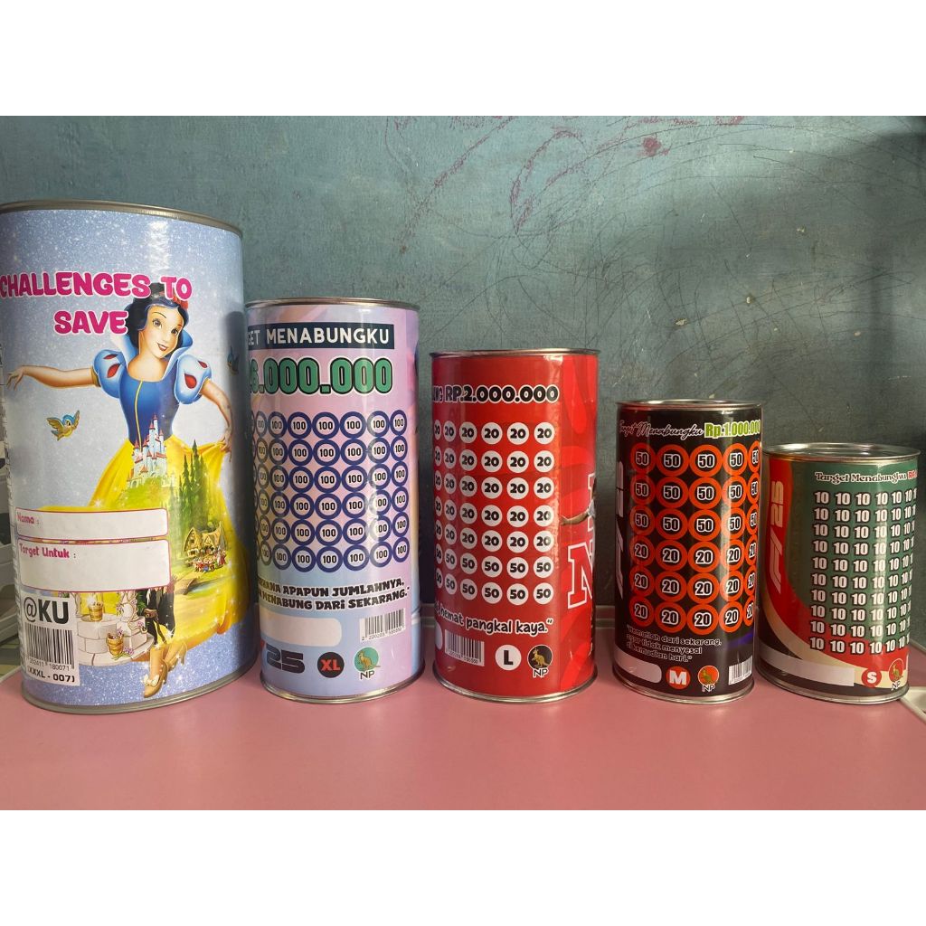 Celengan Target/Celengan Kaleng Desain Unik Permanen