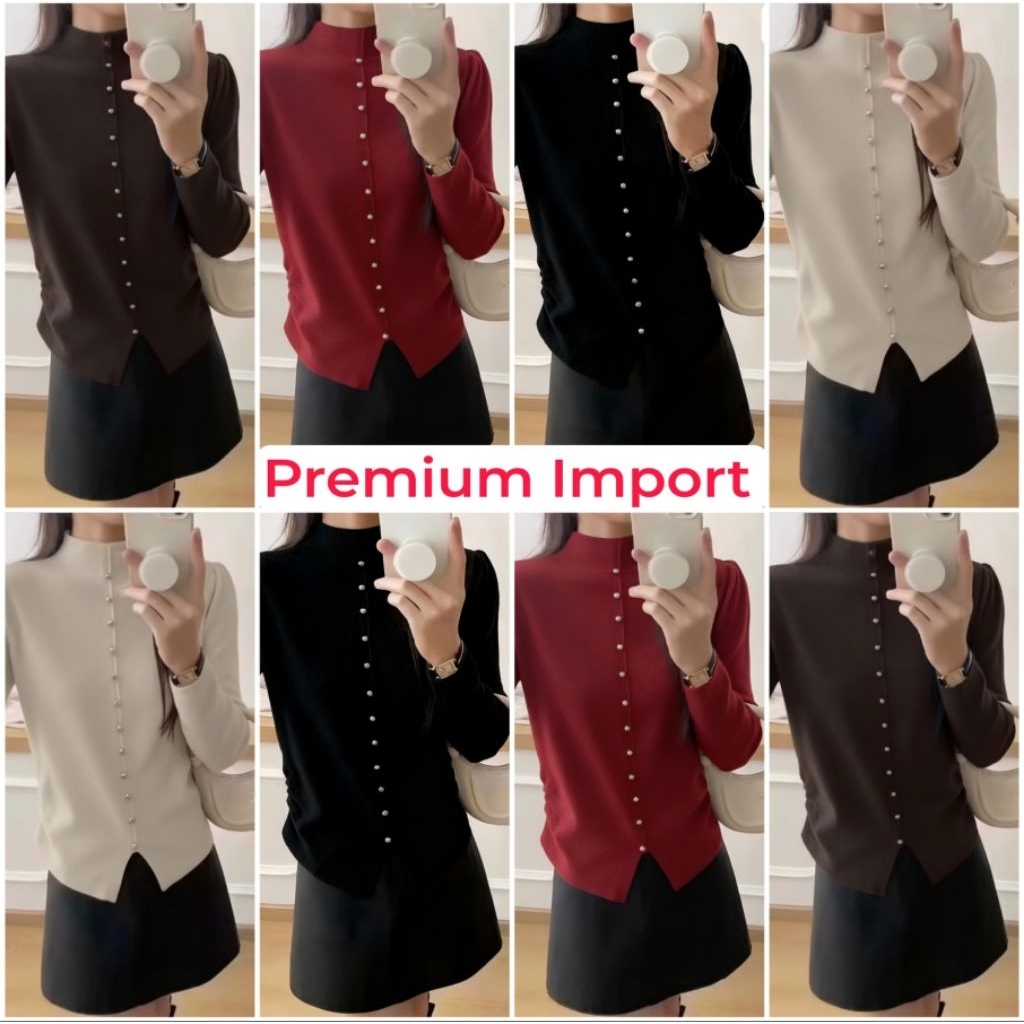 ‼️ TERBARU & READY ‼️ SHELICIOUSROOM PREMIUM IMPORT ‼️ MISCHA HIGH NECK BUTTON LONG SLEEVE KNIT BLOU