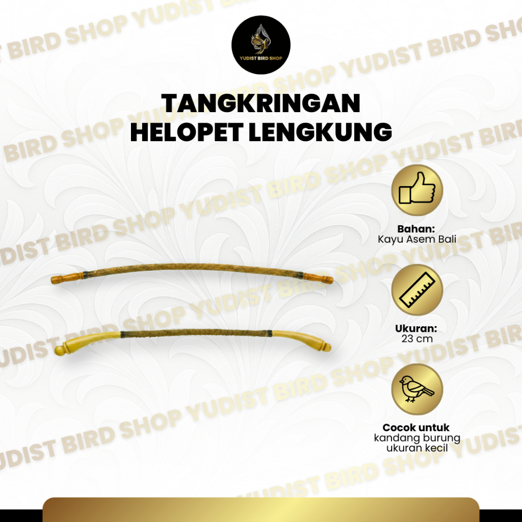 Tangkringan Burung Pleci Kolibri Helopet Lengkung Kayu Asem Bali Panjang 23cm
