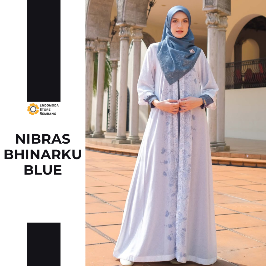 JUAL GAMIS LEBARAN 2026 NIBRAS BHINARKU BLUE - COD BAJU GAMIS MUSLIMAH REMAJA DEWASA TERBARU MODEL R
