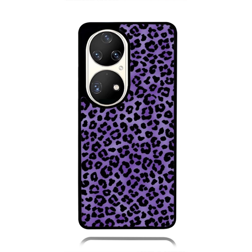 Case Phone HUAWEI P50 P40 P30 P20 Pro TPU Rubber Softcase Leopard Purple
