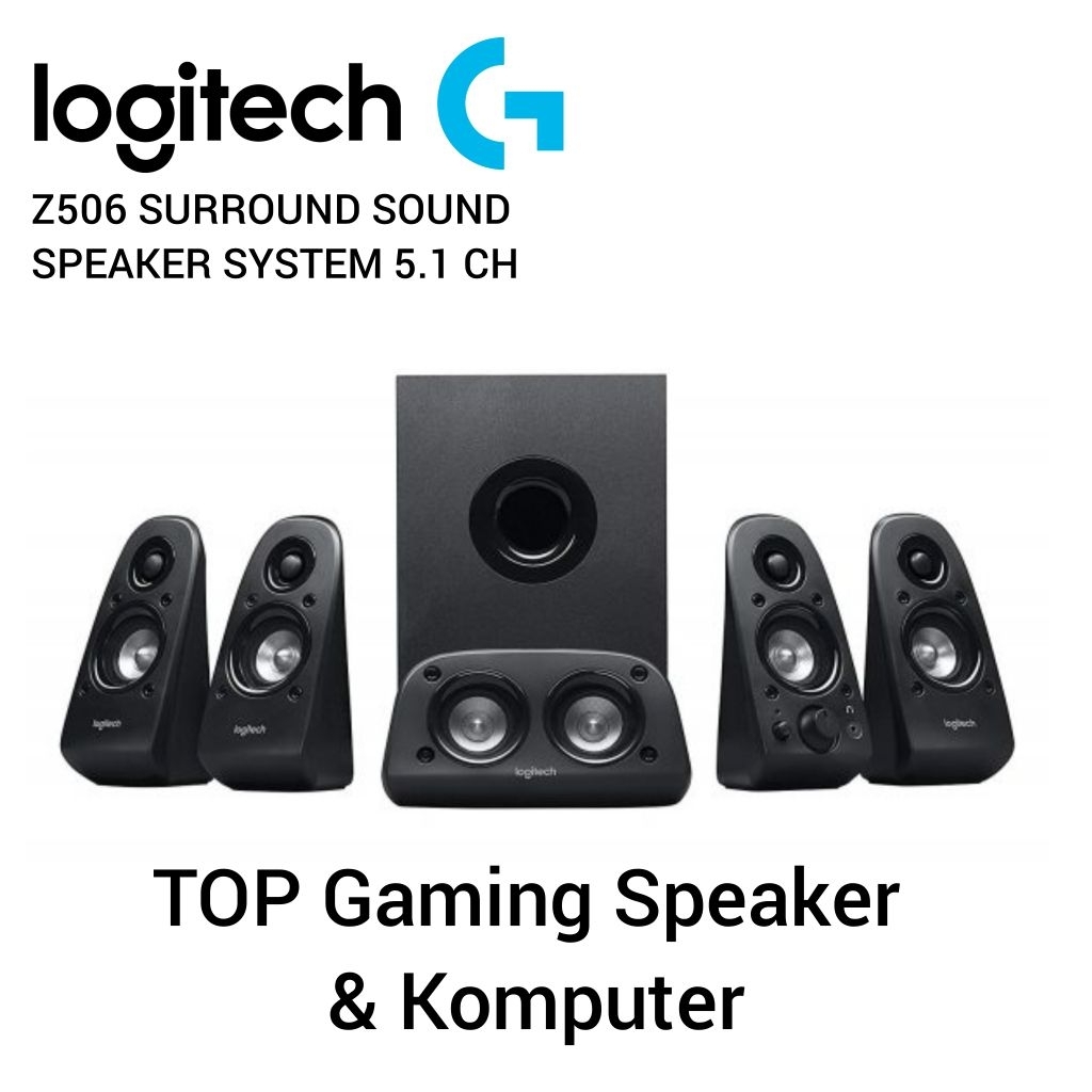 Logitech Z 506 5.1 Speaker - Down-Firing Subwoofer, Dedicated Bass Control, Compatible with Computer