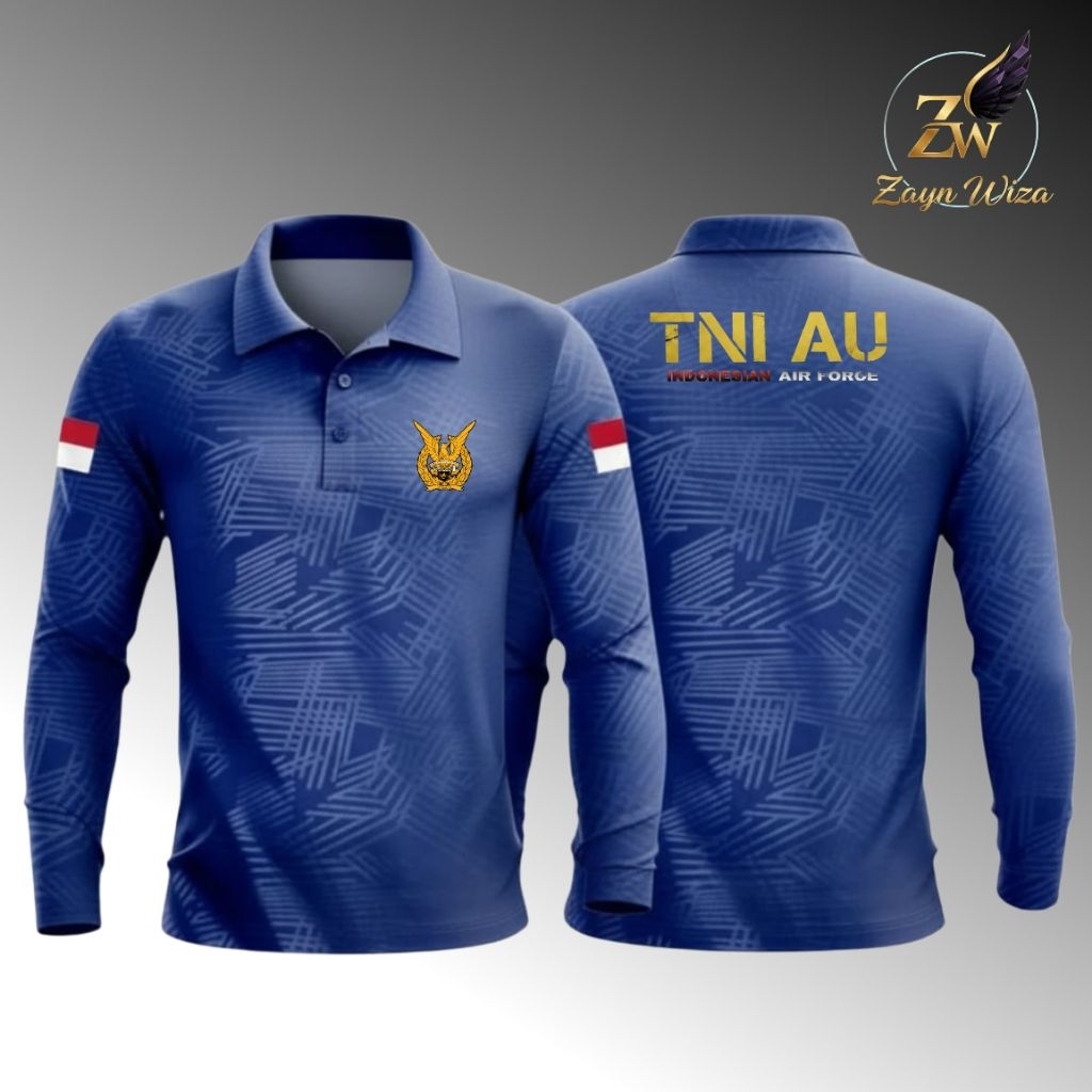kaos pria wangky TNI AU kaos pria wangky lengan panjang dryfit emboss bisa COD free custom