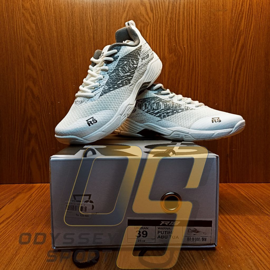 Sepatu Badminton RS REBORN 19 (White/Grey) 100% ORIGINAL