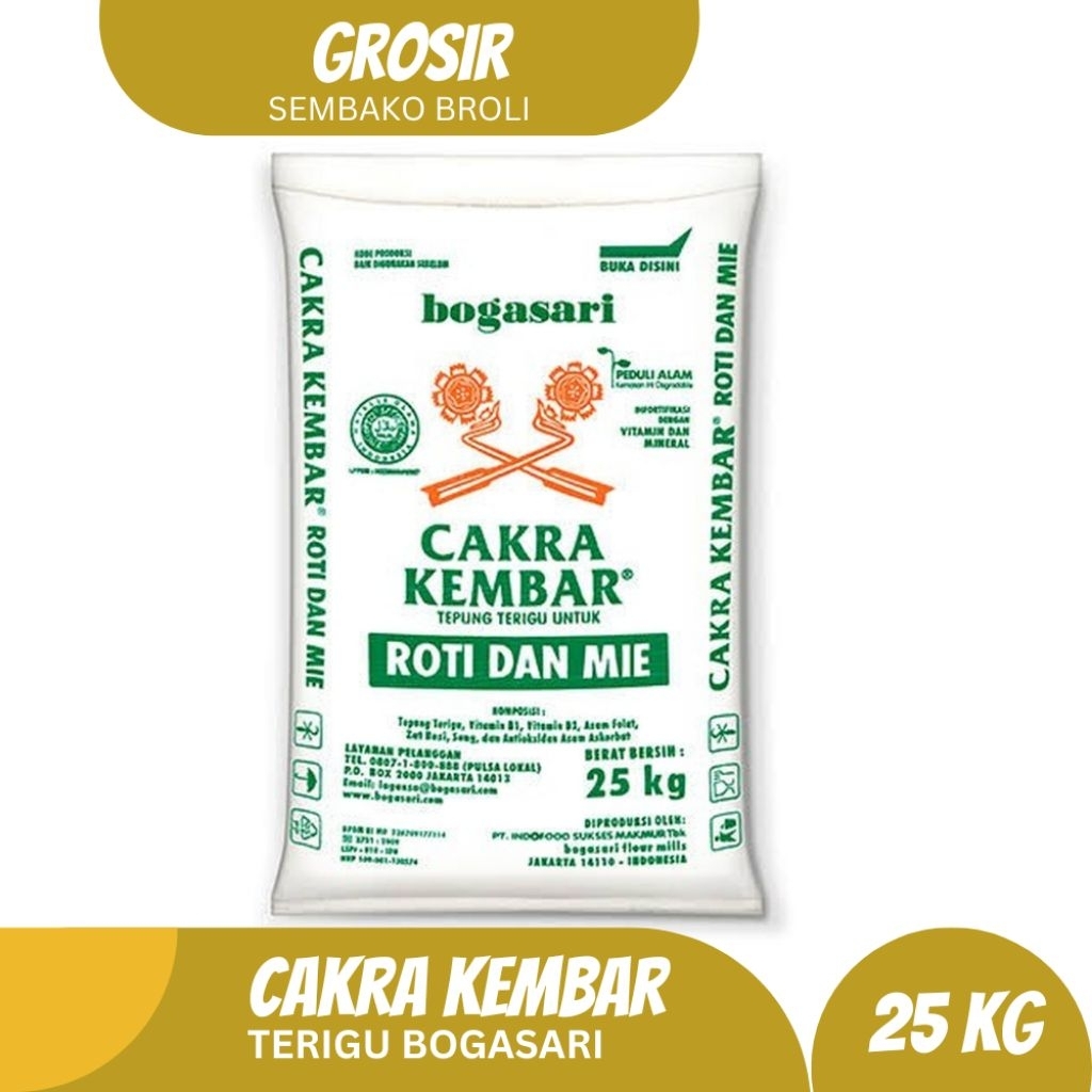 Tepung Terigu Bogasari Cakra Kembar 25KG Grosir (1 Karung)