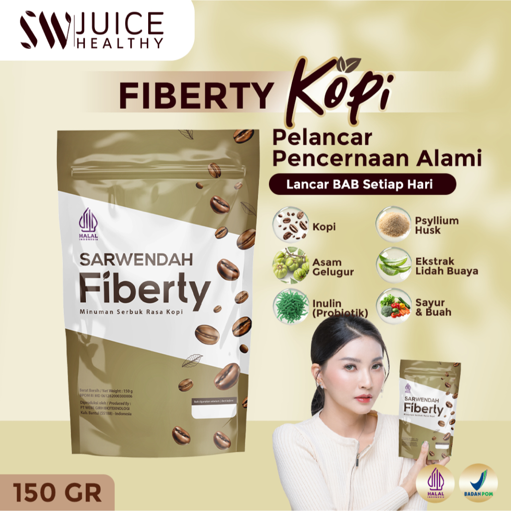 Sarwendah Juice ( Fiberty Kopi 150gr ) Diet Detox Melancarkan BAB - Menurunkan Berat Badan