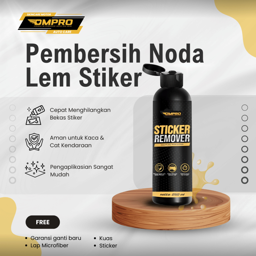 Pembersih Bekas Lem Stiker Ompro Compatible Remover Penghilang Sticker Motor Mobil Vehicle COD
