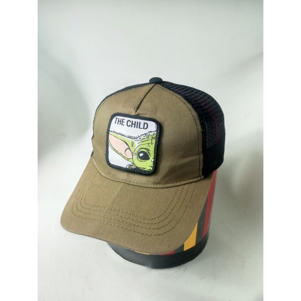 Topi Anak Bocah Star Wars Youth Baby Yoda Hat The Child Patch Trucker Cap Olive Green Disney
