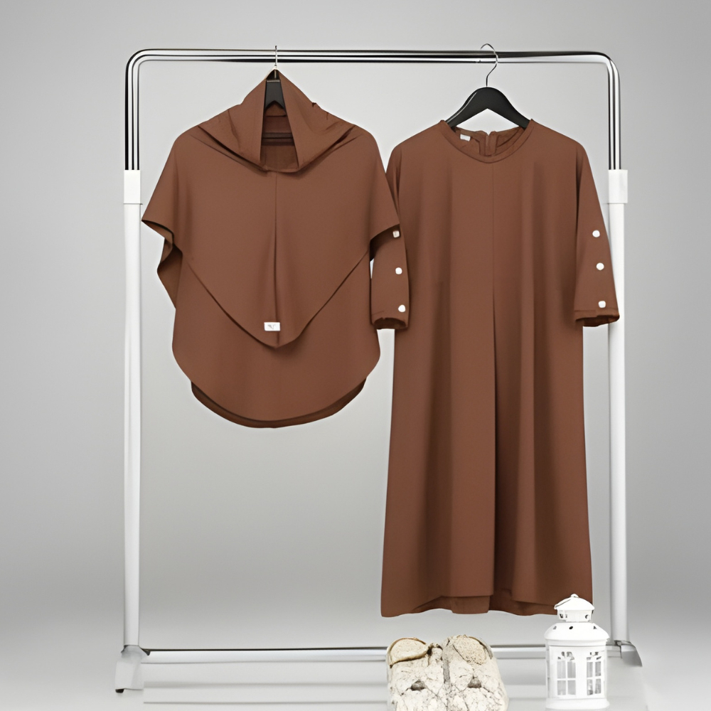 Gamis Abaya Anak Perempuan Set Hijab Model Terbaru Warna Milo