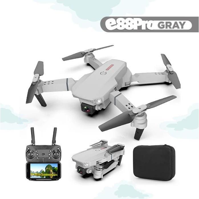 Drone fotografi udara HD E88, drone RC penerbangan 4-sumbu dengan kamera tunggal dan ganda, mainan t