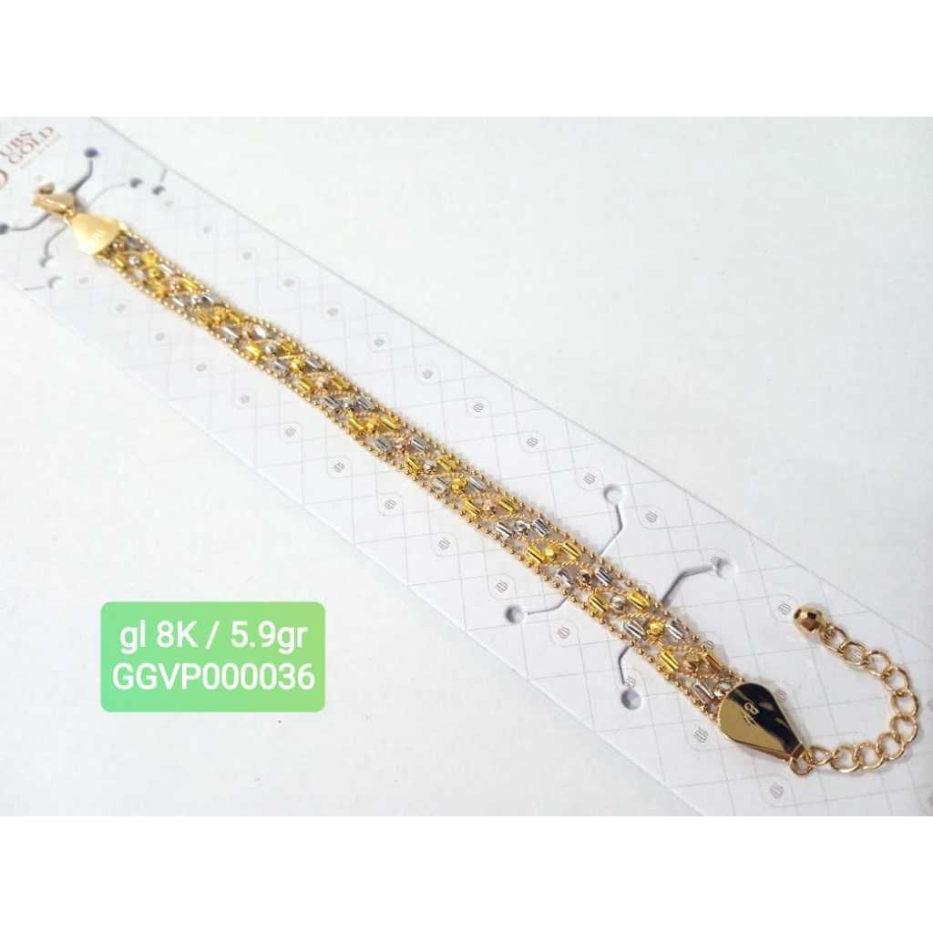 0036 GELANG RANTAI BIJI PADI KOMBINASI MERICA + ADJUSTABLE KADAR 375 8K