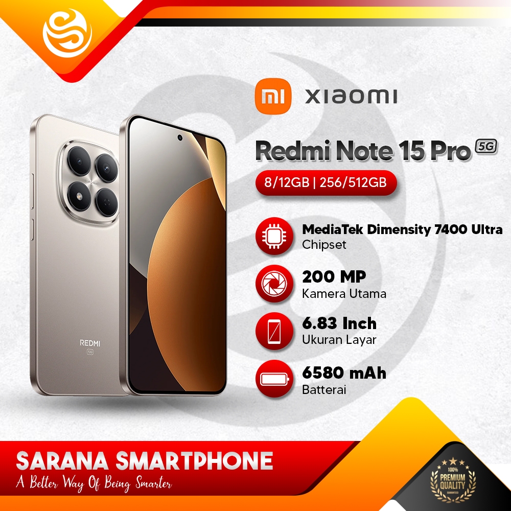 Xiaomi Redmi Note 15 Pro 5G Resmi Indonesia AMOLED 120Hz 200MP NFC IP69