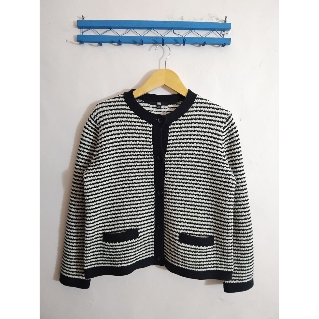 PRIMADONA cardigan tweed uniqlo salur hitam premium super rare