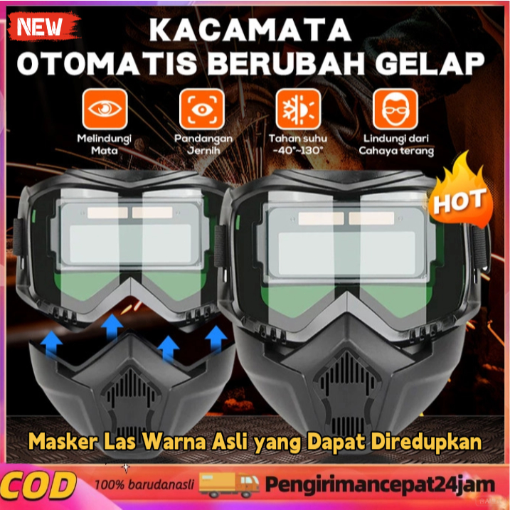 CLEARANCE Helm Las Full Wajah Dimming True Color Gelap Terang Kacamata Topeng Las Listrik