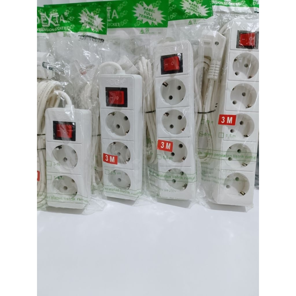 STOP KONTAK + KABEL DEXTA 2, 3, 4, 5 Lubang + Kabel 3/5 Meter