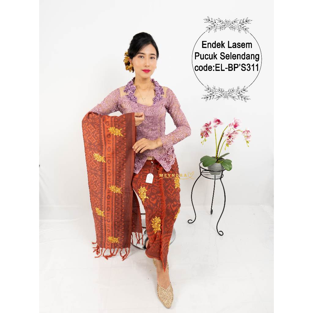 Kamen Endek Katun Lasem Sugeng Selendang/Kamen Endek Lembaran/ Endek Bali Premium Set Selendang/Ende