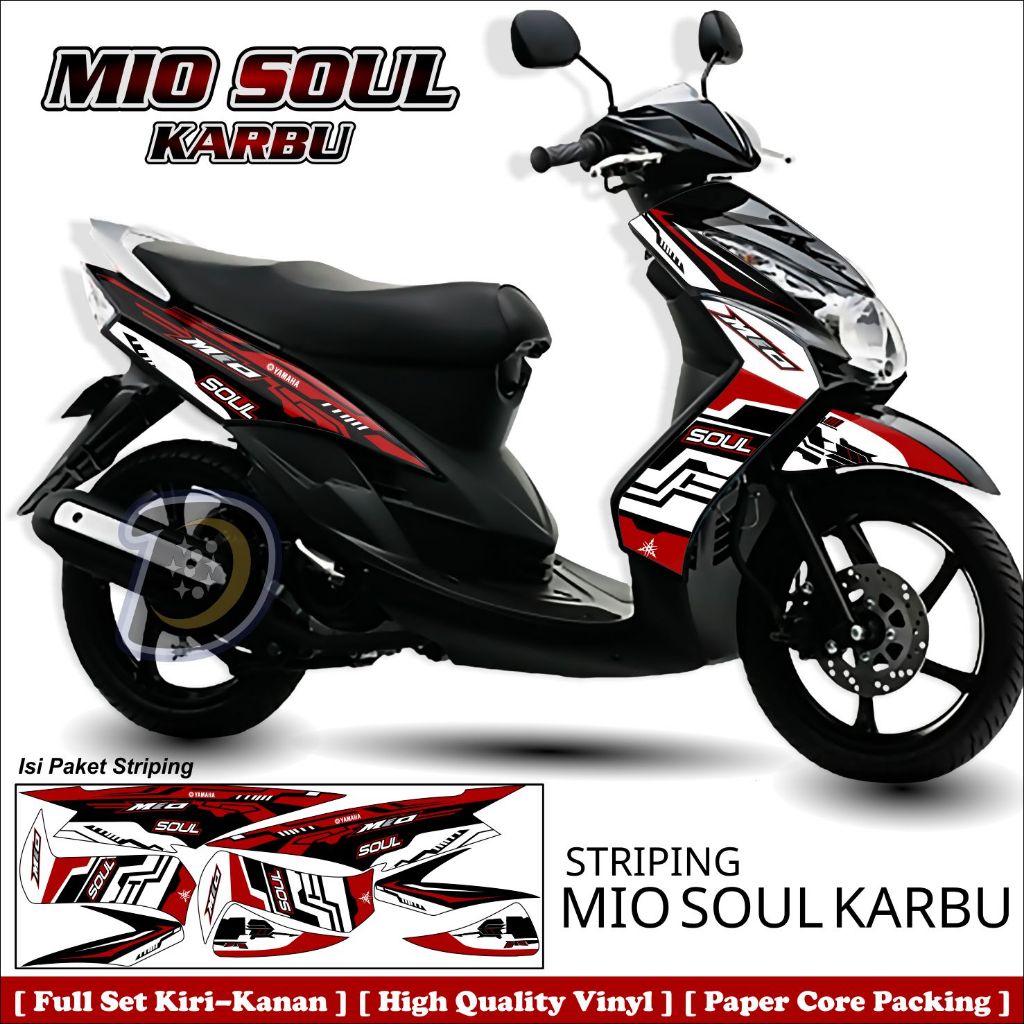 Striping Mio Soul Karbu Stiker Variasi Motor Mio Soul Karbu Striping Yamaha Mio Soul Karbu hitech