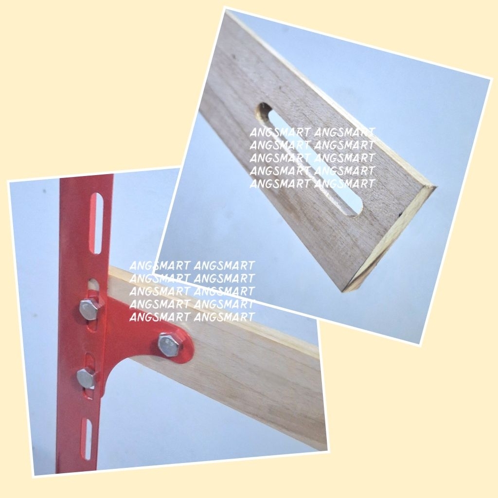 ​Papan Kayu Ambalan Rak Besi Siku Lubang - Papan Kayu Solid Sudah Lubang Custom