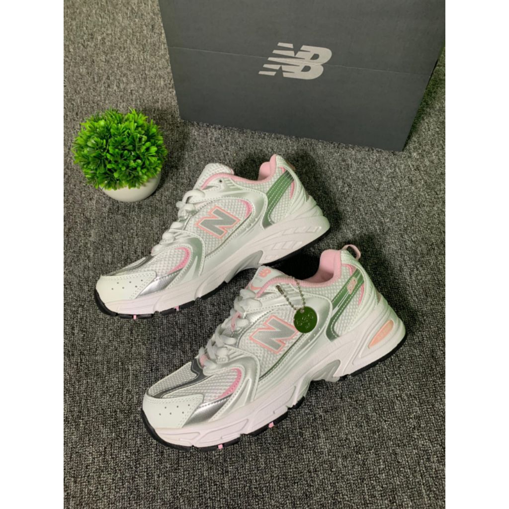 Sepatu New Balance NB 530 White Pink Silver Sneakers Casual Olahraga Wanita Pria Outdoor Indoor