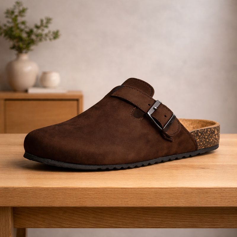 Sandal Pria - Basic Mules Suede Series Zoe Berlin - Sendal Footbed Boston Puyuh Birken Slide