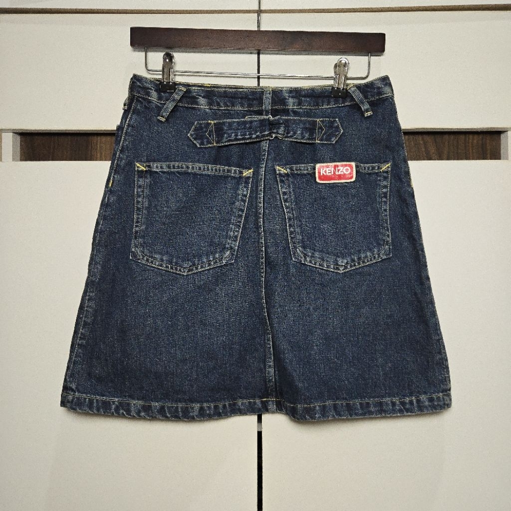 ​[AUTHENTIC] Kenzo Paris Denim Mini Skirt - Vintage Style with Back Strap Size 27