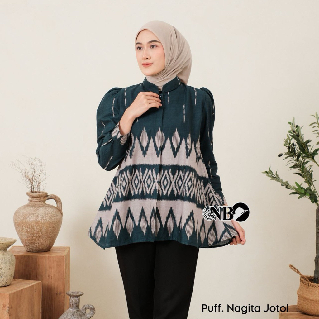 Blouse Batik Wanita Modern Atasan Baju Batik Wanita Model Puff Kekinian Terbaru