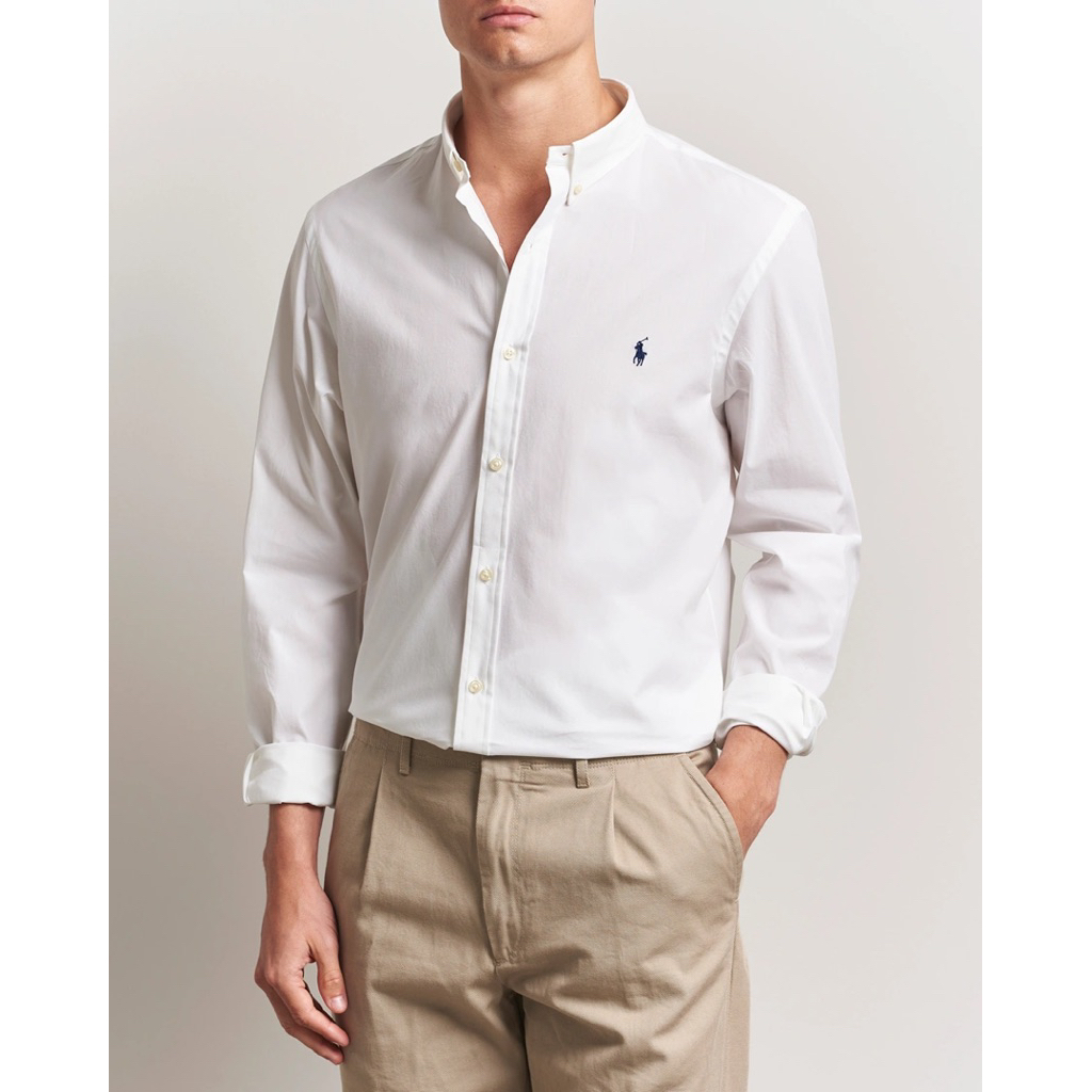 Polo Ralph Lauren Poplin Long Sleeve Shirt In White